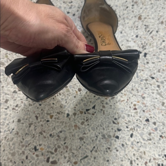 Ferragamo Arita leather D’Orsay pump kitten heel 9 black bow point toe - Picture 6 of 10